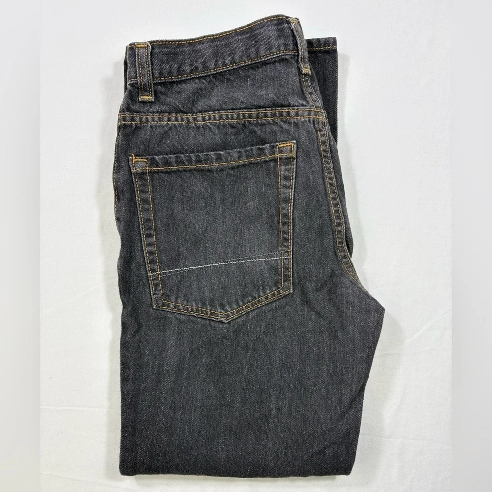 Old Navy Boys Husky Black Denim Adjustable Waist Tabs Bootcut Jeans